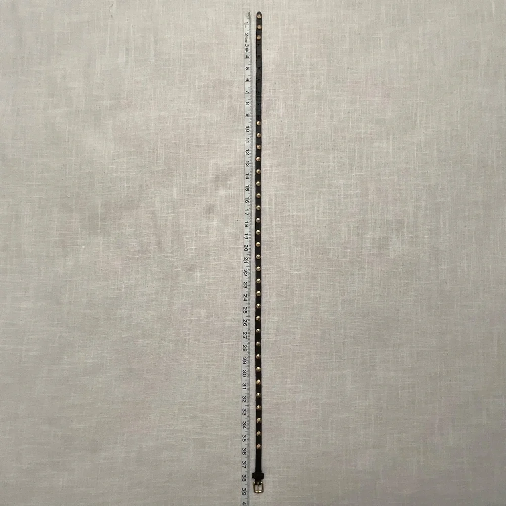 J.Crew Skinny Black Leather Studded Belt Size M - Picture 13 of 15